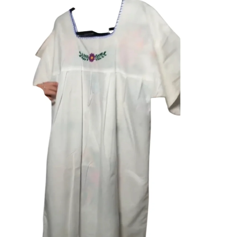 VINTAGE COTTON EMBROIDERED MIDI DRESS FLORAL BOHO SIZE S - Picture 4 of 9